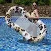 Cama inflable flotante de PVC con estampado de leopardo para entretenimiento acuático de verano, tumbona de PVC engrosada para adultos con acolchado de malla, colchón flotante