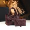 Bolsa Pequena de Palha 2026 Novo Estilo Elegante Transversal Bolsa Mãe e Filha Bolsa Feminina de Couro Genuíno Tote Moderno e Tendência Bolsa de Ombro