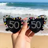 Gafas de Fiesta de Cumpleaños Transfronterizas Nuevas 2025 Moda Incrustaciones de Diamantes Perla Digital Corazón Hombres y Mujeres Decorativas Fotográficas Gafas de Sol