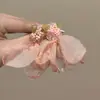 Mori Pink Chiffon Petal Brincos Brincos de Flores de Atmosfera Suave e Doce Brincos de Férias de Verão à Beira-mar