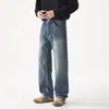 Jeans para hombre 2026 colección otoño e invierno nuevo básico simple moderno versátil corte estilo elástico azul medio vintage