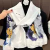 Pintura a tinta bufanda de seda de alta calidad protector solar bufanda de seda larga estampada bufanda de seda larga para mujer toalla de playa venta al por mayor