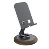 Soporte de Escritorio Popular para Teléfono de Madera de Nogal, Ajustable y Plegable, Soporte Perezoso Giratorio 360 Grados, Universal para Teléfonos y Tablets