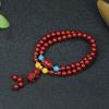 Pulsera de Cinnabrio Natural de Dos Círculos al por Mayor, con Perlas de Arena Púrpura Dorada Hechas a Mano, Pulsera de Cinnabrio de Alta Gama con Palabras de Bendición, Joyería de Verano para Mujer