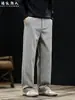 Pantalones Casuales Rectos de Pierna Recta con Caída Estilo "Old Money" de Mezcla de Lyocell para Hombre Otoño Simples para Viajar Largos Sueltos