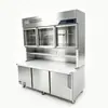 Gabinete comercial de acero inoxidable de doble puerta, gabinete multifuncional de refrigeración y congelación de doble temperatura, congelador de gran capacidad, vitrina integrada con vidrio