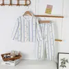 Pijamas para Niñas, Ropa Casual Fresca de Verano para Niños, Conjuntos Lindos de Cardigan con Dibujos Animados, Ropa Holgada con Aire Acondicionado para Niños