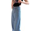 Jeans Jacquard Rayados Versátiles Estilo Coreano Nuevo Primavera/Verano para Mujer, Pantalones de Pierna Recta Sueltos con Caída Ligeros Azules para Mujer