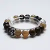 [Cristal Marrom Mulu] Pulseira de Cristal Branco de Grama Natural para Mulheres Mais Fácil de Combinar Cristal Leite de Chá Pulseira Luar Atacado