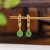 Yilu plata S925 plata de ley chapado en oro jade Hetian Jade Xiangyun cuentas redondas clip para oreja accesorios Hanfu cheongsam pendientes estilo nacional