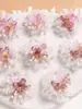Moda Japonesa Dulce Versátil Tejido a Mano Vidrio Racimo de Flores Rosas Pendientes DIY Accesorios para el Cabello Accesorios para la Ropa