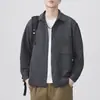 Camisa de punto larga estilo americano desgastado para hombre, otoño 2026, camisa chaqueta casual texturizada holgada para hombre al por mayor