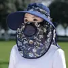 Chapéu de Aba Larga, Chapéu de Sol de Verão, Chapéu Cachecol de Proteção UV Facial para Mulheres, Chapéu para Ciclismo ao Ar Livre, Chapéu para Colheita de Chá