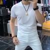 Camiseta de Verano para Jóvenes de Cuello Redondo y Manga Corta de Color Claro para Hombre Top Deportivo de Media Manga para Hombre Casual Combinable Ajustada Combinable Moderna