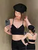 Lencería sexy de espalda descubierta para mujer, estilo fino de verano, push-up para busto pequeño, sin costuras, con pedrería brillante, tirantes finos, sujetador de cuello halter con espalda en Y