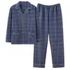 Pijama para Hombre Pijama de Hombre Otoño e Invierno Algodón Puro Manga Larga Engrosado Cálido Algodón de Aire Algodón Laminado Traje de Casa de Invierno