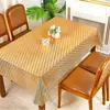 Toalha de Mesa Personalizada com Estampagem Dourada, Toalha de Mesa Retangular com Padrão de Diamantes Dourados de Luxo Leve, Impermeável e à Prova de Óleo