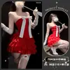 Lingerie Sexy com Laço e Fita, Vestido Bolo Macio e Fofo, Uniforme de Menina Pura Desejo para Véspera de Natal