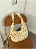 Bolsa de lona com bolinhas da moda para mulheres, novo estilo 2026, bolsa de ombro fashion para estudantes e commuters, bolsa transversal estilo coreano de bolinho