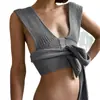 Jaqueta sexy de tricô grosso com cruzamento novo para comércio exterior europeu e americano 23612P colete de lã sexy justo que abraça o peito feminino