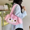 Nuevo bolso de hombro de felpa de gran capacidad para mujer, nuevo bolso de mano de Kuromi, bolsa divertida de dibujos animados, venta al por mayor de Sanrio