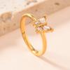 Anillo de acero inoxidable transfronterizo para mujer, ligero, de lujo, Joker, de 2 mm, con forma de mariposa y diamantes, fabricantes de joyería de moda.