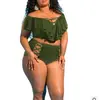 Bikini Nuevo Europeo y Americano Talla Grande 2024 Plus Talla Más Cintura Alta Cubriendo Vientre Aspecto Adelgazante Bikini Traje de Baño para Mujeres
