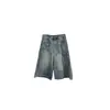 Yuyi Jeans Cropped de Sarja Azul Escuro Estilo Retrô Americano Feminino Verão Soltos de Perna Larga Retos de Comprimento Médio h208