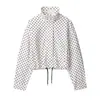 Ropa europea y americana transfronteriza para mujer ZA otoño nuevo versátil cuello alto diseño de lunares y bloques de color chaqueta de seersucker abrigo casual
