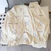 Primavera novo pijama de mangas compridas estilo pastoral das mulheres lapela floral cardigan algodão artificial babados solto menina terno doce