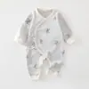 Mameluco de algodón puro para bebé recién nacido de primavera y otoño con diseño de mariposa, mameluco unisex de clase A estilo monje para bebé, traje para gatear que protege el abdomen, mameluco para recién nacido