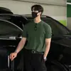 Camisa de Manga Corta para Hombre Verano Nueva Manga Corta Casual de Negocios Camiseta de Punto Cuello Redondo Ajustada Elegante Top de Manga Corta para Hombre