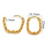 Aretes Rectangulares de Aro Texturizados para Mujer Acero de Titanio PVD Oro 18K Clips para Oreja Ovalados Martillados Forma de U Venta al por Mayor de Fábrica