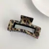 Presilha Quadrada para Cabelo com Estampa de Leopardo Transfronteiriça para Mulheres, Presilha de Tubarão para Cabelos Finos, Acessório de Cabelo Estiloso de Alta Qualidade