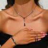 Moda Simple Joyería de Moda traje Diamante Flash Doble Fila Collar Largo Aretes Pulsera Boda Medio Oriente