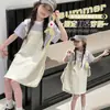 Vestido de Verão para Meninas 2026 Novo Estiloso Vestido de Verão Infantil Menina Princesa Vestido Falso Duas Peças Versão Coreana