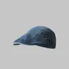 Gorra de panadero estilo japonés de mezclilla lavada, color liso, efecto vintage desgastado, versátil, ligera, transpirable, boina artística
