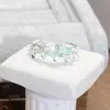Anillo Abierto Estilo Primavera y Verano Verde Menta Fresco Esmalte Gota de Aceite Mariposa, Anillo Único de Nicho Lujo Ligero Sensación de Alta Gama