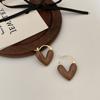 Aretes de Corazón Retro Francés con Goteo de Aceite para Mujer Diseño Nicho Elegantes Simples Versátiles Aretes Aretes Cobre Chapado en Oro Real