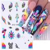 Pegatinas para uñas transfronterizas, nuevas, 3D, arcoíris, flores, arte, pegatinas para uñas, venta al por mayor