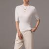 Suéter de Tricô Sem Costura com Gola Alta Meia-Manga Lavável à Máquina para Mulheres, Novo Outono 2026 Slim-Fit Fino Camada Base