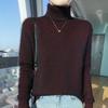 Suéter de visón cruzado de otoño e invierno, suelto, corto, con solapa alta, color sólido, grueso, camisa de base cepillada de lana