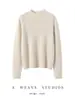 Novo Suéter 100% Caxemira Pura Outono/Inverno para Mulheres, Gola Alta Meia, Manga Longa, Modelagem Justa, Suéter de Tricô