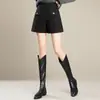 Calça Bermuda Feminina 2026 Outono/Inverno Nova Elegante Chique Versátil Casual Tendência de Cintura Alta que Cobre os Quadris com Caimento e Pernas Largas