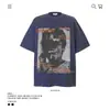 Camiseta de Manga Corta para Hombre, Algodón Puro de Peso Pesado, Estilo Retro Americano, Marca de Moda, Estampado Desgastado, Nuevo Top Holgado para Venta Transfronteriza, 250g