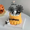 Decoração de Bolo de Halloween 2025 Cartão Acrílico de Halloween Teia de Aranha Filhote de Diabo Gato Ornamentos