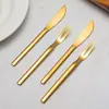 Conjunto de Faca e Garfo para Bolo Lunar de Aço Inoxidável Hotel Restaurante Garfo de Frutas Dourado Garfo de Dois Dentes Garfo Pequeno para Bolo Sobremesa