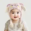 Gorro para bebé para otoño e invierno, lindo accesorio para la cabeza unisex para bebés, pequeño gorro de felpa de lana con protección para las orejas, cálido y grueso