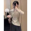 Top de Manga Larga con Cordón de Terciopelo Alemán de Doble Cara Talla Plus para Mujer para Otoño e Invierno, Nuevo Ajuste Delgado, Favorecedor y que Disimula la Figura, Capa Base