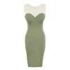 Vestido Feminino Malha Patchwork Sexy Estilo Desejo Puro Francês 2026 Verão Emagrecedor Cintura Alta Justo ao Corpo Midi